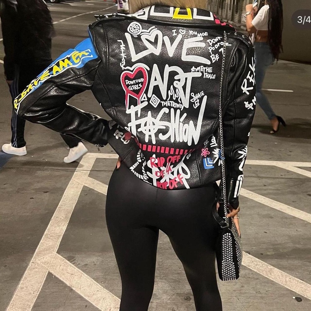 Abstract Multicolor Leather Jacket - image 1